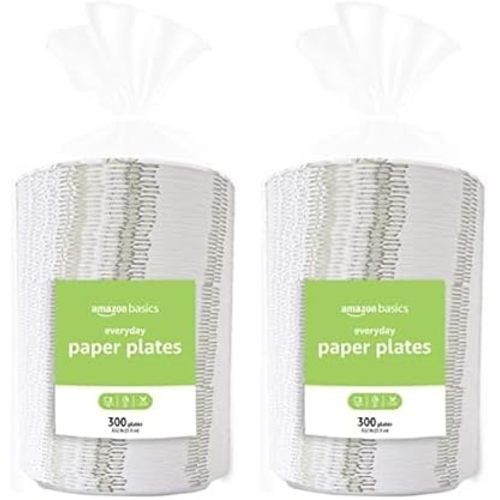 Amazon Basics Everyday Paper Plates, 8.62 Inch, Disposable, 300 Count (Pack of 2)