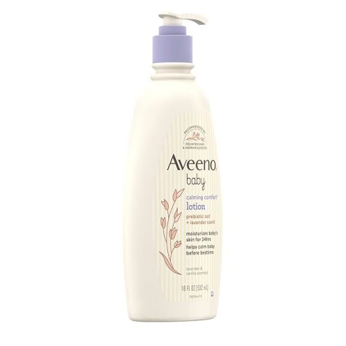 AVEENO BABY Calming Comfort Moisturizing Body Lotion with Relaxing Lavender & Vanilla Scents, Non-Greasy Baby Lotion, Nourishing Prebiotic Oatmeal, Paraben- & Phthalate-Free, 18 fl. oz
