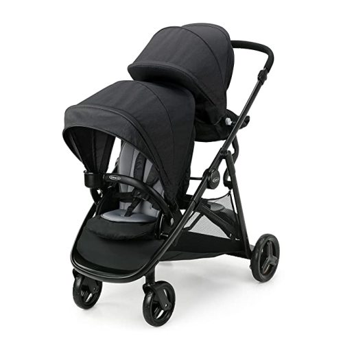 Graco Ready2Grow LX 2.0 Double Stroller Features Bench Seat and Standing Platform Options, Gotham - "w/ Added Body Support Cushion"