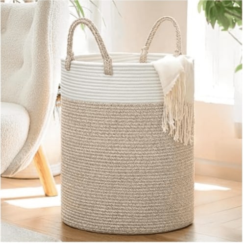 Large Laundry Basket, 60L Dirty Clothes Hamper, Baby Laundry Hamper for Toys, Woven Laundry Basket for Clothes, Blanket Storage Basket, 19.7 x 13.8 inches