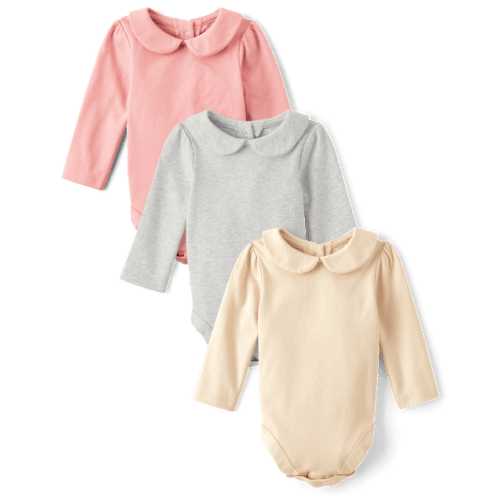 Baby Girls Peter Pan Bodysuit 4-Pack - Gray