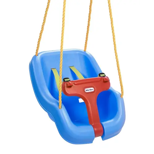 Little Tikes Snug 'n Secure Blue Swing with Adjustable Straps, 2-in-1 for Baby and Toddlers Ages 9 Months - 4 Years