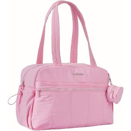 Large Diaper Bag Tote with Changing Pad, Maternity Baby Travel Nappy Bags with Wet Pocket, Hospital Bag (Pink)
