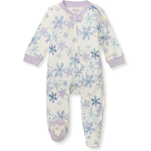 Burt's Bees Baby Girls Footed One-Piece Pajamas, Sleep and Play Loose Fit, 100% Organic Cotton, Sizes NB to 6-9 Months