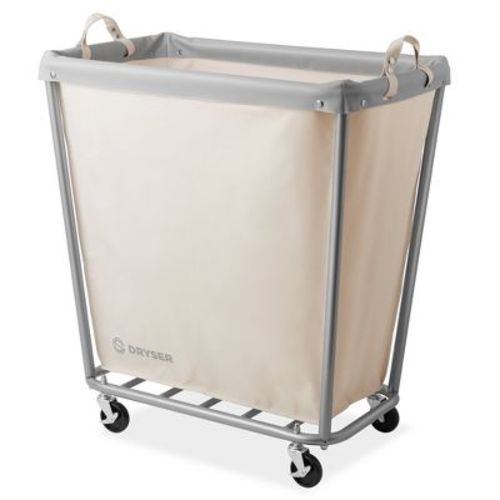 Dryser Round Commercial Heavy-Duty Rolling Laundry Hamper, Steel Frame Cart on Wheels with Removable Canvas Bin for Hotel or Home