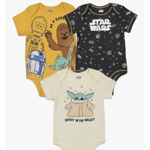 STAR WARS C-3PO Chewbacca R2-D2 Baby 3 Pack Bodysuits Newborn to Infant