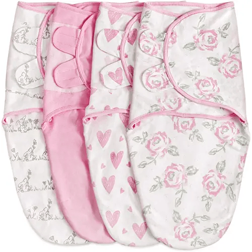 Soarwg Kids Baby Swaddle, Swaddle Blanket, Swaddle Sack, Organic Nursery Swaddling Blankets 0-3 Months, Standard 100 by Oeko-TEX, Adjustable Newborn Swaddle Wrap Infant Sleep Sacks 4 Pack Small