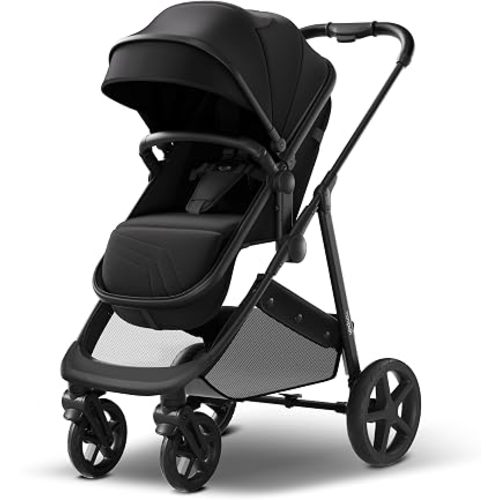 Mompush Wiz 2-in-1 Bassinet Stroller Reversible Seat, One-Hand Fold, Black