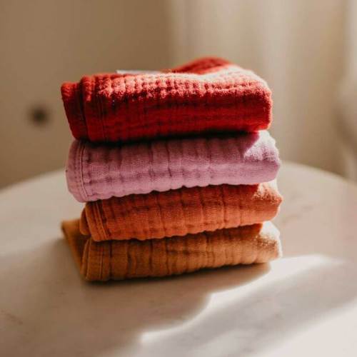 Muslin Cotton Burp Cloths Set, Rose (Pack Of 4) - Parker Baby Co. | Maisonette