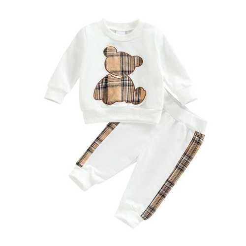 Unisex Baby Plaid Bear Sweatshirt 2-Piece Outfit Set– The Trendy Toddlers
