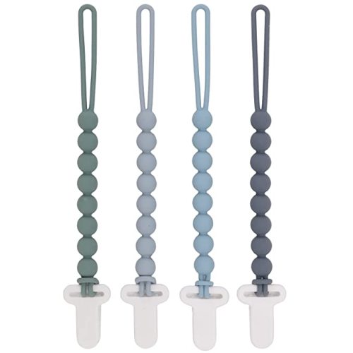 Amazon.com : 4-Pack Silicone Pacifier Clips with One-Piece Beads for Baby Boys and Girls - Flexible and Rust-Free Holders for Teething Relief and Baby Essentials, Safe for Newborns (Grey) : Baby