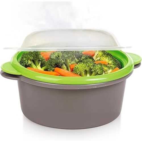 Mini Microwave Steamer, Gray – Fast and Easy Vegetable & Food Steaming