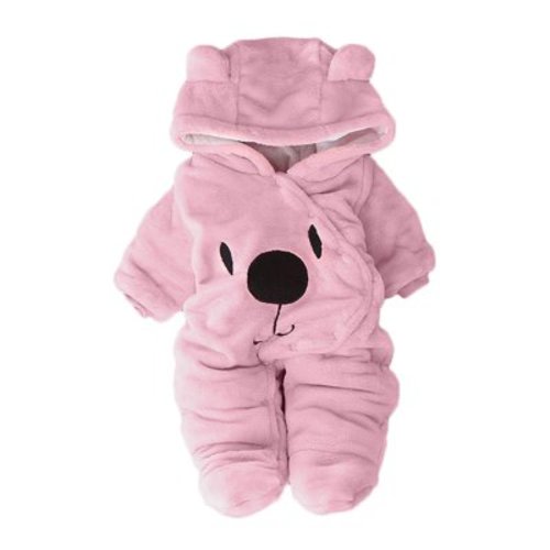 LMTODLFG Baby Boy Clothes Baby Girl Boy Solid Cartoon Bear Velvet Hooded Jumpsuit Romper Clothes Y2K Clothes Baby Boy Clothes 0-3 Months Pink 3-6 Months