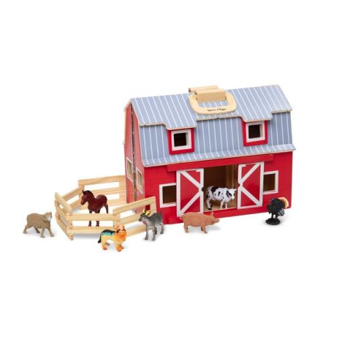Melissa & Doug Fold and Go Wooden Barn Play Set - 10pc