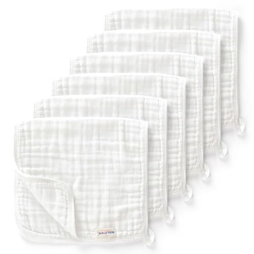 Maliton Muslin Burp Cloths for Baby 6 Pack Large 20''x10'' 100% Cotton Burp Cloths Absorbent and Soft 6 Layers Muslin Baby Stuff for Newborn Unisex(White, Pack of 7)