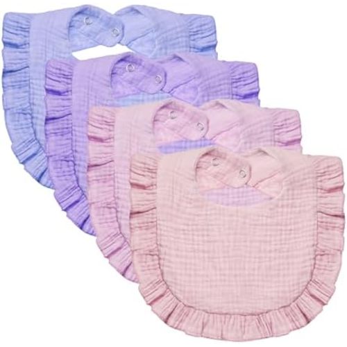 Lictin Muslin Baby Drool Bibs - 4-Pack Cotton Unisex Bandana for Boys Girls, Teething and Drooling