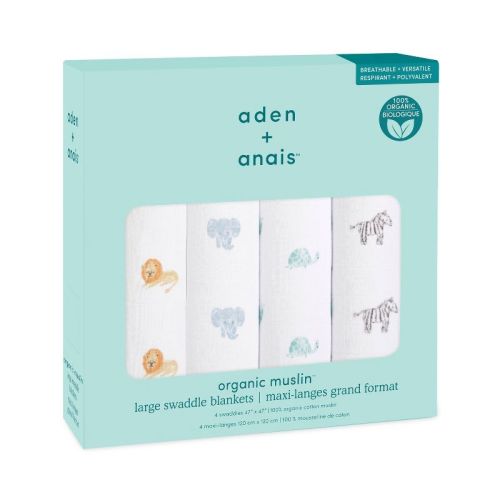aden + anais muslin swaddle blankets - 4pk, Color: Animal Kingdom