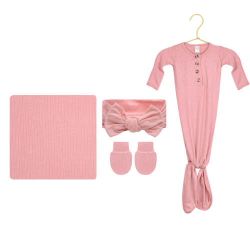 Brielle Ribbed Newborn Headband Bundle (Gown)