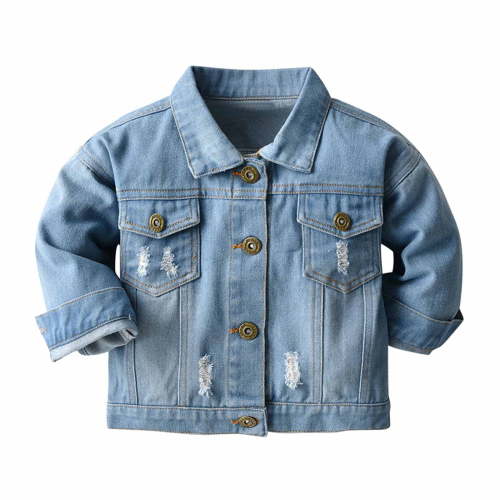 JSGEK Soft Comfy Button Down Denim Casual Toddler Baby Girls Lightweight Jacket Clearance Long Sleeve Lapel Outwear Clothes Fall Warm Coat for Kids Cute Jean Light Blue,70