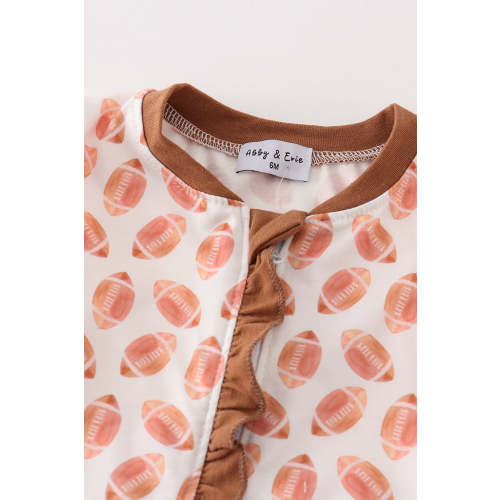 Brown football game day embroidery girl romper – HoneyBean