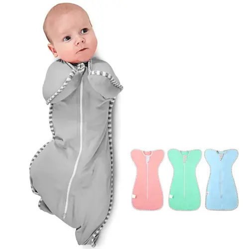 NARUTOO Swaddle Wrap for Baby, Newborn Boy or Girl Adjustable Sleep Sack 100% Breathable Soft Premium Cotton Suit for Kids Aged 0-3 Months (Grey)