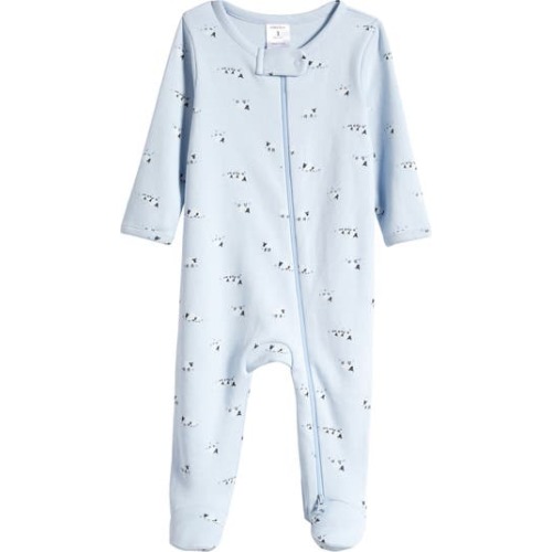 Print Zip Cotton Footie, Newborn