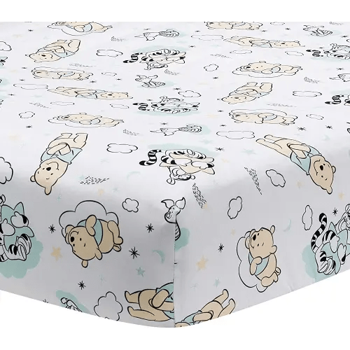 Lambs & Ivy Disney Baby Winnie The Pooh Hugs White Fitted Crib Sheet