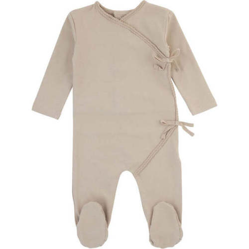 Double Bow Braided Wrap Footie, Tan - Noggi | Maisonette