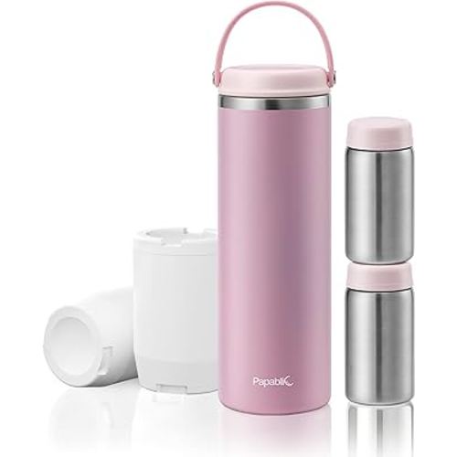 Breastmilk Cooler 20oz Travel Cooler with 2pcs Stainless Steel Bottles, Sakura Pink