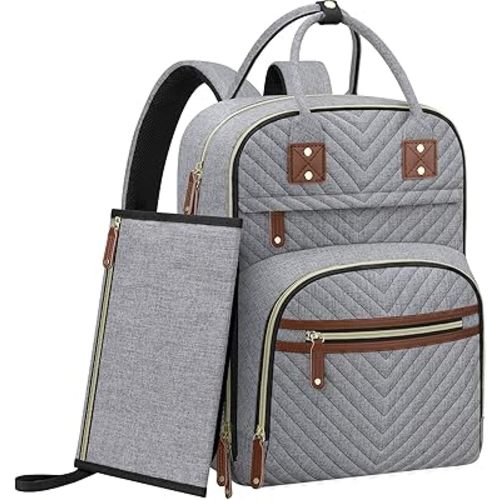 Diaper Bag Backpack for Women with Changing Pad, Baby Bag with Insulated Pockets Multifunctional Diaper Bags For Baby Girl Boy Waterproof Baby Bags For Boys Girls Maternity Bag Grey