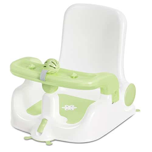 Obee Odee Baby Bath Seat with Sitting & Lying 2 Modes, 3-Speed Adjustment, Powerful Suction Cups, Infant Bathtub Chair with Washable Pillow, Folding and Hanging