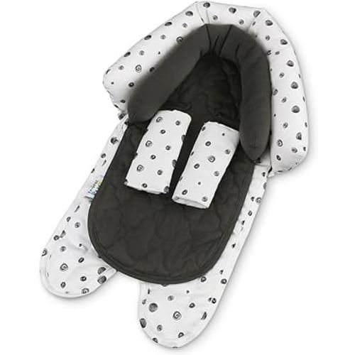 GoldBug Baby & Toddler 2-in-1 Car Seat Head Support + Strap Covers - Dots