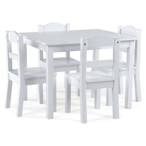 Humble Crew Cambridge Toddler Wood Table and 4 Chairs Set, White