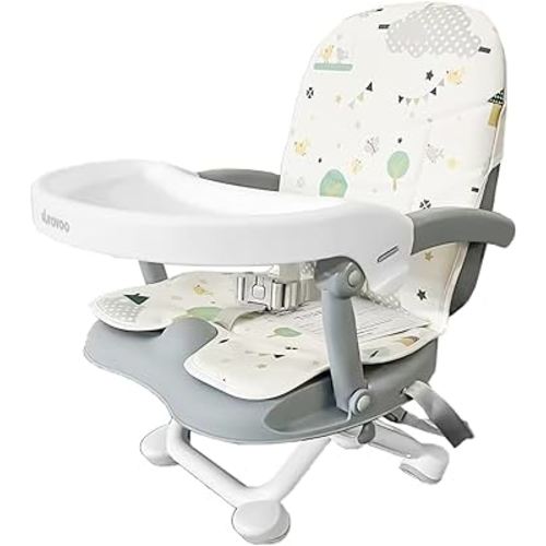 Baby Booster Seat for Dining Table with Removable Tray & Cushion, 3in1 Portable Toddler Booster Seat, 4 Height Adjustable Travel High Chair for Babies and Toddlers