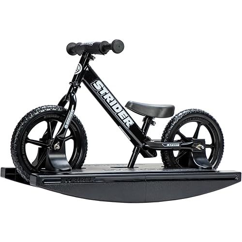 Strider 12” Pro Bike + Rocking Base - Helps Teach Baby How to Ride a Balance Bicycle - for Kids 6 Months to 4 Years - Easy Assembly & Adjustments