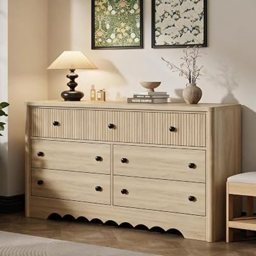 GarveeHome 7 Drawer Dresser for Bedroom, 53.9" Wide Fluted Dresser