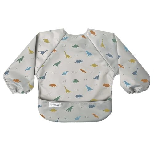 Tiny Twinkle Mess Proof Baby Bib,Waterproof Smock Baby Bib for Eating,Machine Washable Long Sleeve Bib,Baby Led Weaning,Toddler Bib,BLW Supplies(Dinosaur, Large 2-4 Years)
