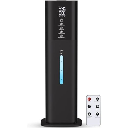 Humidifiers Large Room Bedroom with 7 Colors Light, 2.1Gal(8L) 3 Speed Quiet Ultrasonic Cool Mist Humidifier with 360° Nozzle, Humidity Setting, Timer,Aroma Box for Home Plant Baby Yoga Sleep (Black)