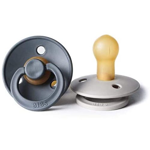BIBS Baby Pacifiers | BPA-Free Natural Rubber Pacifier | Made in Denmark | Set of 2 Soothers (Iron/Sand, 0-6 Months)