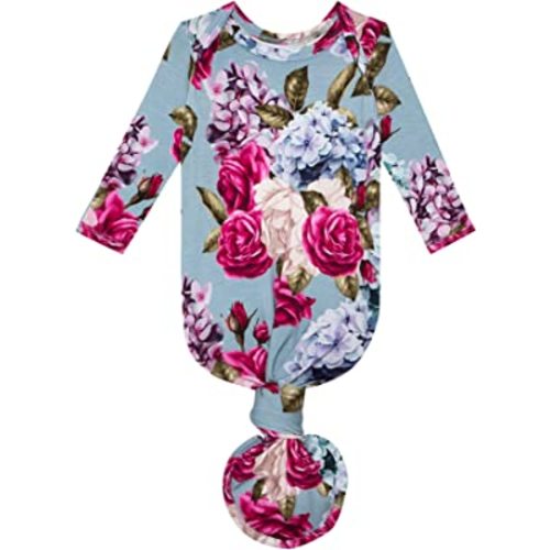 Posh Peanut Knotted Newborn Gown - Newborn Gowns for Girls, Baby Sleep Gown - Baby Girl Gowns 0-3 Months, Baby Knotted Gowns