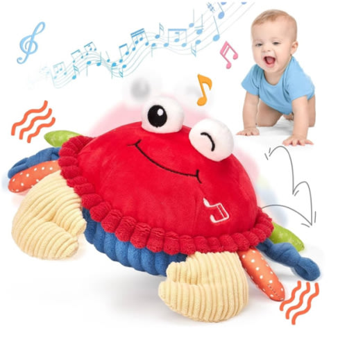 hahaland Baby Toys 6+ 12-18 Months - Crawling Musical Dancing Walking Moving Bouncing Learning Crab Tummy Time Toy Sensory Toddler Toys for 1-3 Year Old Valentine Birthday Easter Basket Stuffers