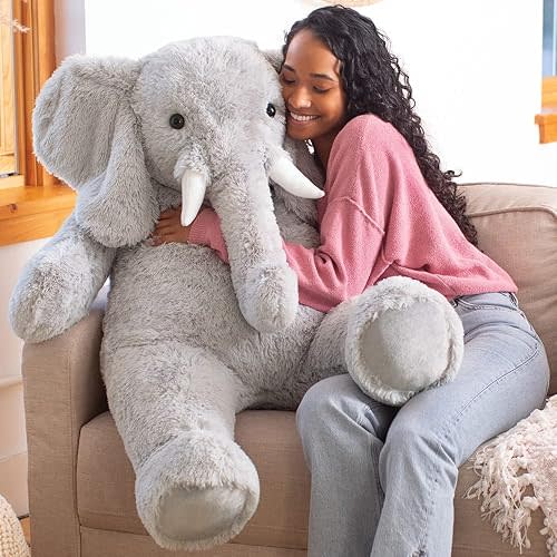 Vermont Teddy Bear Giant Elephant Stuffed Animal – 4 Foot Big Stuffed Elephant Plush from Giant Cuddle Collection Collectible Plushie for All Ages – Finished in The USA