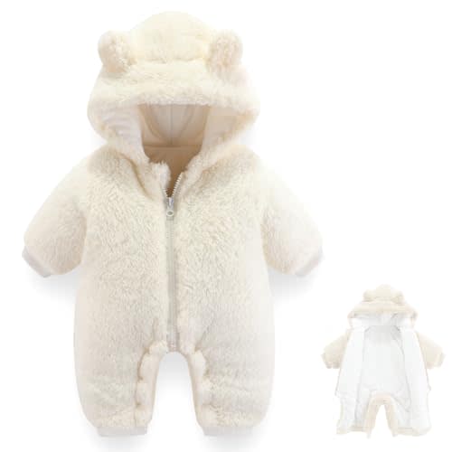AiWMGL Newborn Baby Bear Outfit Suit Girls Boys Fleece Jumpsuit Romper Hooded Winter Snowsuit Clothes