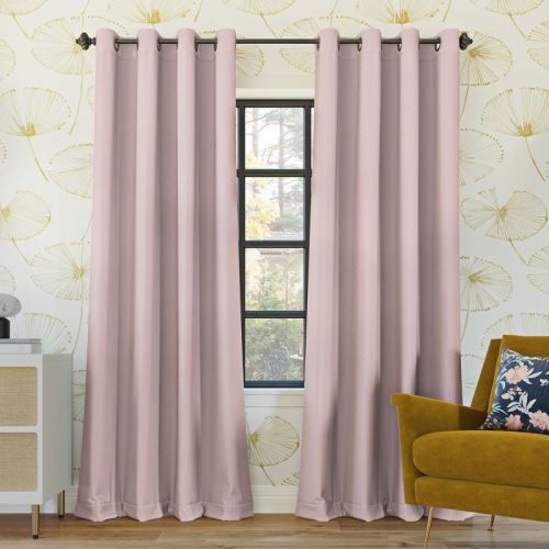 52"x 95" Sun Zero 100% Blackout Oslo Theater Grade Grommet Curtain Panel Blush: Noise Reduction, Energy Efficient