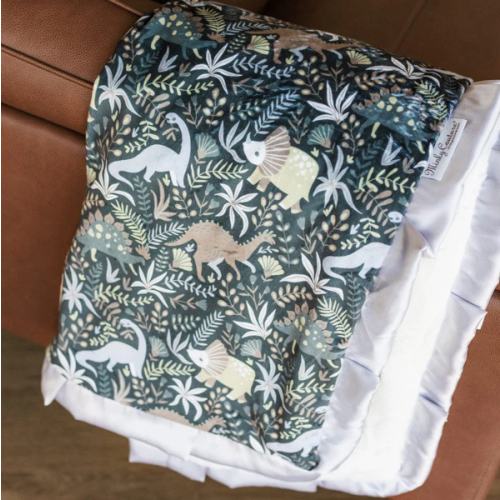Little Dino - Gray Plush Blanket | Minky Couture