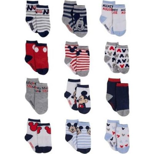Disney Baby Boys’ Socks - 12 Pack Mickey Mouse White-blue Socks, (Infant Age 12-24M)