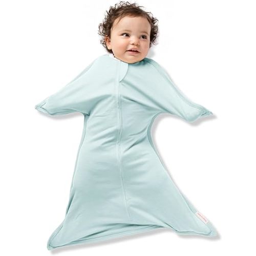 SleepingBaby Zipadee-Zip Transition Swaddle - Cozy Baby Swaddle Blanket with Zipper Convenience - Roomy Wearable Blanket for Easy Diaper Changes - Classic Mint, X-Small (3-6 Month)