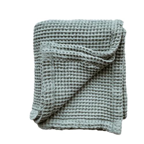 Cotton Baby Waffle Blanket - Dusty Blue
