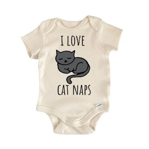Cat Naps Sleeping Nap Feline Pet Baby Gift Baby Bodysuit Natural 6-9 Months