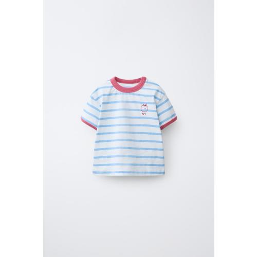 3-6 M - APPLE STRIPED T-SHIRT - Bluish | ZARA United States